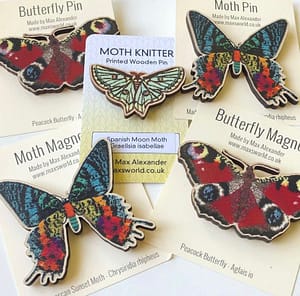 Wooden Moth Brooches